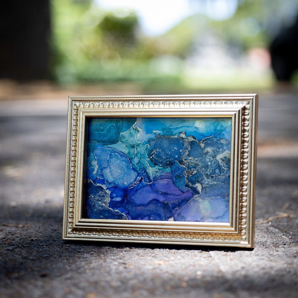 Framed Alcohol Ink Art – Original Abstract Painting
